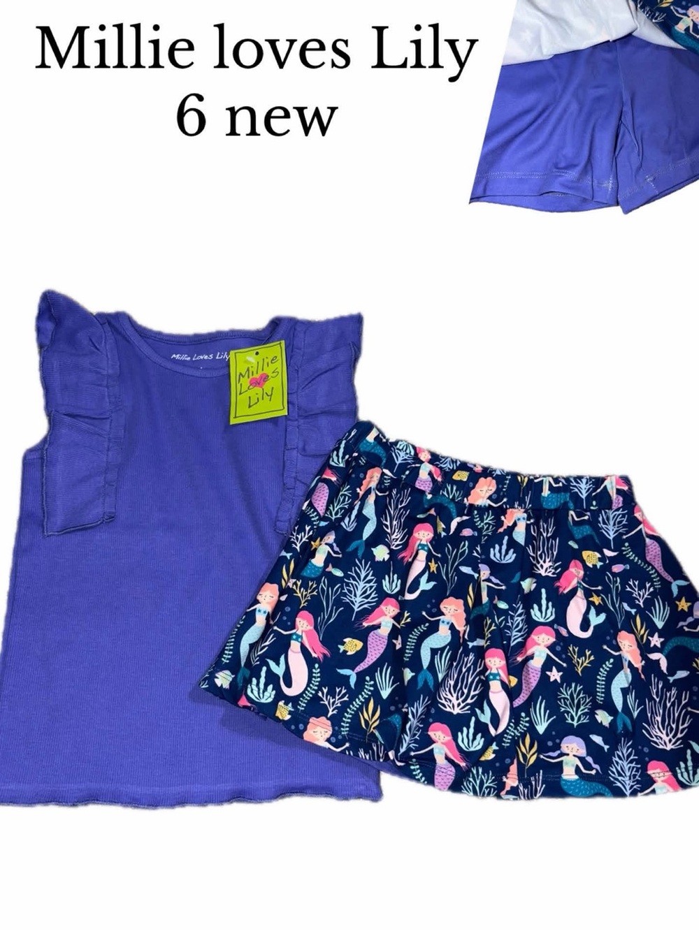 Millie loves Lily size 6 mermaid skort and tank top new